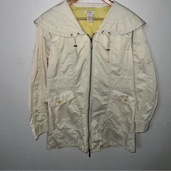 Sundance utility hooded Full Zip Long Jacket Butter Cream Yellow Size Medium. - Picture 1 of 16